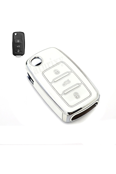 Choice WHITE TPU Car Key Case Car Key Full Cover Protection Bag for VW Volksw...
