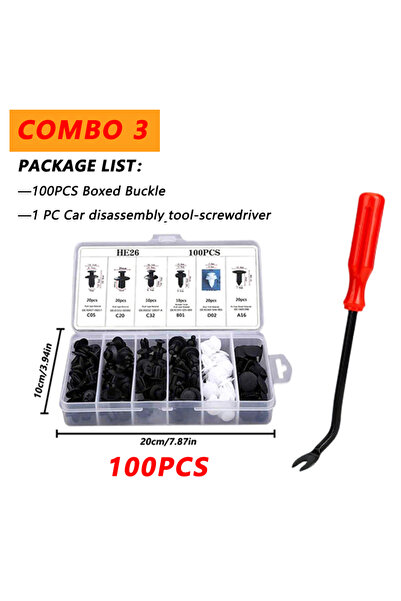 Choice4 Combo 3 100pcs Auto Fastener Clip Kit Fender Rivet Clips Car Body Pus...