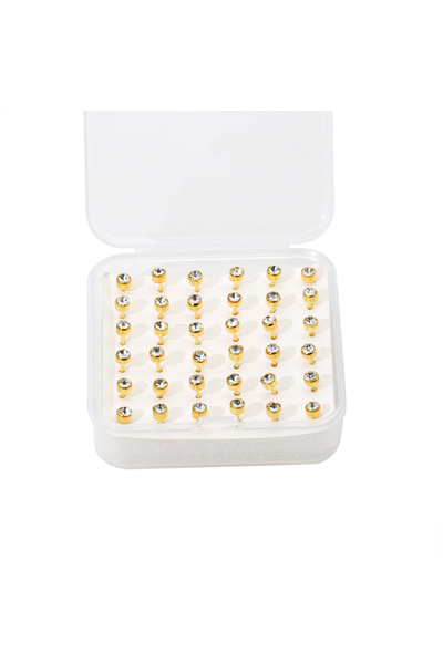 Choice gold white 36pcs/Box Ear Piercing Earring Studs-Fashion Alloy Ear Stud...