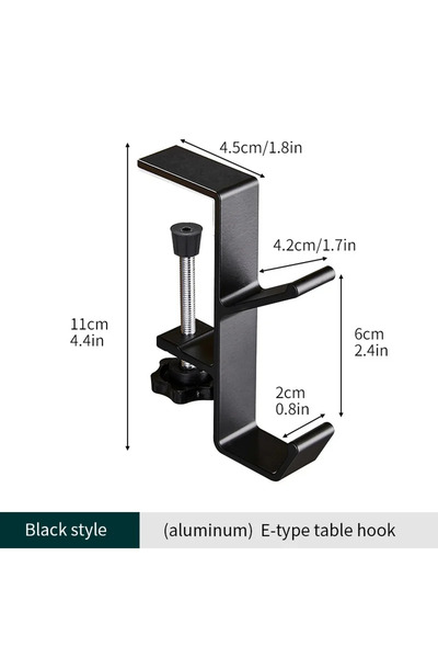 Choice1 Black Multi-purpose Desk Edge Double Hooks Punch-free Desk Hanger Adj...
