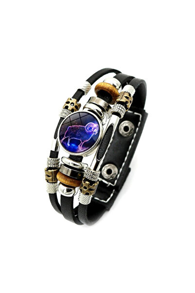 Choice Aries 12 Constellation Leather Bracelet Zodiac Sign Glass Snap Button ...
