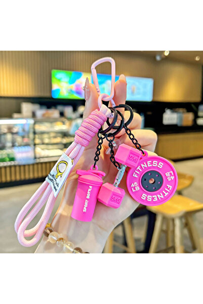 choice2 pink 2025 HOT! Fitness Keychain Gym Barbell Key chain Weightlifting K...