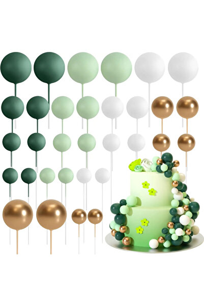 Choice3 Green gold 32 Pcs Ball Cake Topper Decorations Mini Balloons Cake Top...