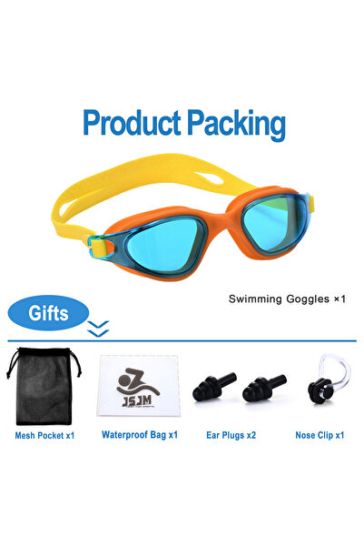 Choice16 Full Set-Yellow Unisex Adult Swimming Goggles – Anti-Fog Swim Glasse...