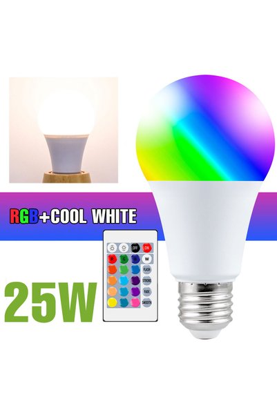 Choice RGB Cold White 25W 25W LED RGB Bulb E27/E26 Lamp 220V IR Remote Contro...