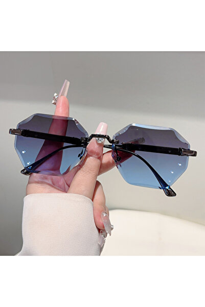 choice2 as picture shows b-grey blue KAMMPT Rimless Polygon Sunglasses Men 20...
