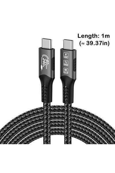 Choice كابل USB4 أسود بطول 1 متر وقوة 240 واط، كابل فيديو Thunderbolt 3/4 USB...
