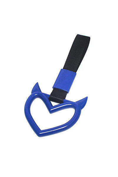 Choice4 blue JDM Train Bus Handle Hand Strap Ring Heart Styling Drift Charm S...