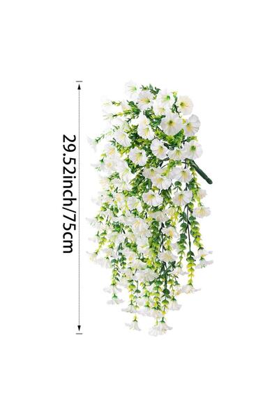 Choice4 White 2pc Artificial Hanging Flowers Silk Petunia Fake Flowers UV Res...