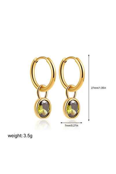 Choice4 dark green Multicolour Oval CZ Zircon Drop Earrings for Women Gold Pl...