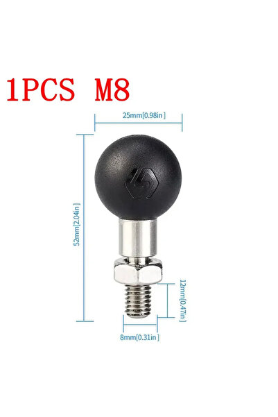 Choice1 1PCS M8 ball head 2 Pack 1inch Ball Adapter with M10 M8 Metric Thread...