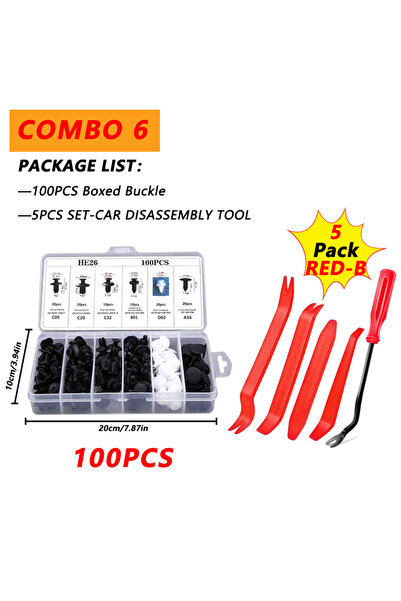 Choice7 Combo 6 100pcs Auto Fastener Clip Kit Fender Rivet Clips Car Body Pus...