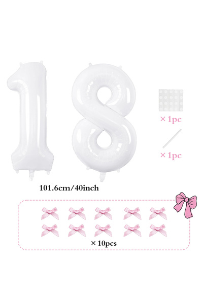 Choice18 40inch 18 2pcs101.6cm Pink Bow Decoration White Digital Balloon for ...