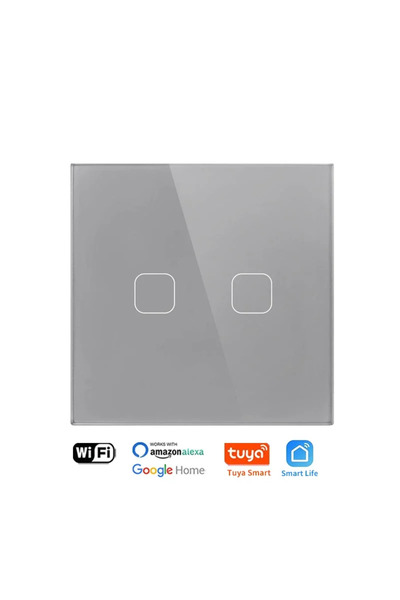 Choice5 Single Fire Line EU standard Tuya(Smart Life) WIFI Gray 2 Gang UNKAS ...