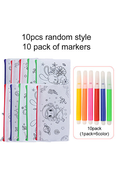 Choice 10TYBD 10pen 5/10pcs Non Woven Pen Bag Cartoon Pattern DIY Coloring Of...