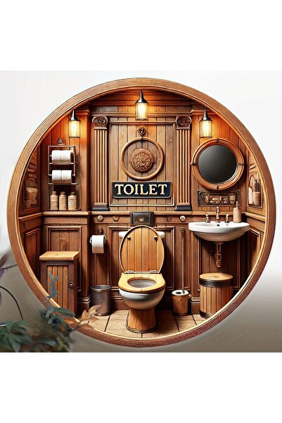 Choice 20x20cm 5 2D 8in Round Wooden Signboard Toilet Decora Bathroom Restaur...