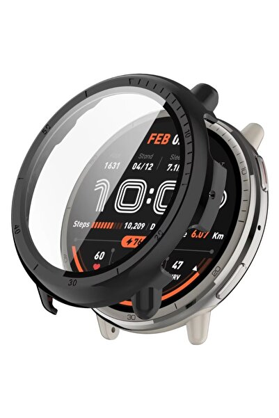 Choice Amazfit Active 2 PC Black Case For Active 2 Full Coverage Tempered Gla...