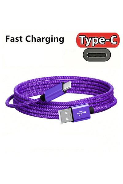 Choice 1m PURPLE USB A to Type C Charging Cable Nylon Data Cable Fast Charger...