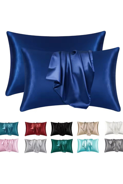 Choice 470*740mm Blue 1pc Boost Beauty Sleep Silky Satin Pillowcases: Cooling...