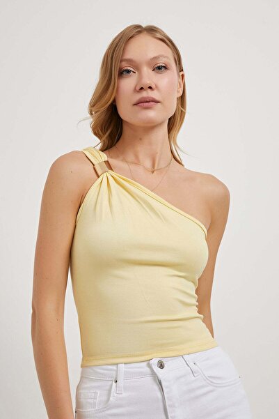 Arma Life Accesoriu pentru femei Bluză crop strânsă, cu un singur umăr, de cu...