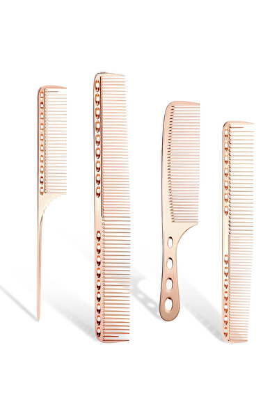 Choice Rose Gold 4pcs/set Aluminum Comb Set Barber Metal Hair Dressing Combs ...