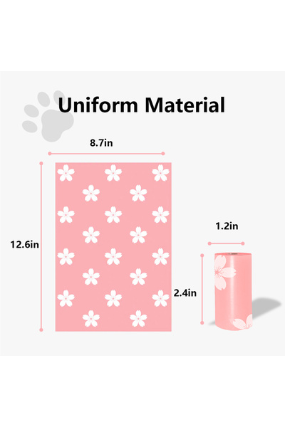 Choice3 8Rolls 120bags Pink Photodegradable dog feces bag with floral fragran...