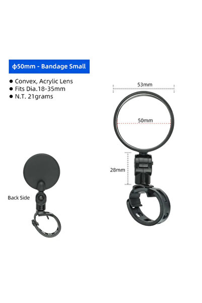 Choice1 50mm C S 9 1pc Large 95mm Convex Bike Mirror - Quick-Release Acrylic ...