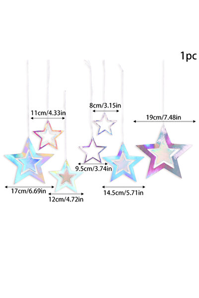 choice2 B04 Iridescent Paper Star Garland Banner Laser Silver Flag Hanging De...