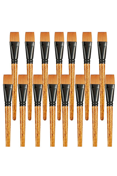 Choice 15 pcs brown 15pcs Flat Paint Brushes Synthetic Nylon Craft Artist Bru...