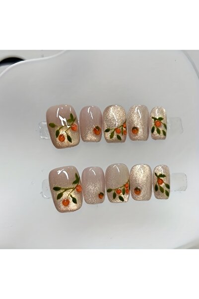 choice2 SSRY-M 10pcs Pure Hand Pressed Short Square Nail Art, Beautiful Fake ...