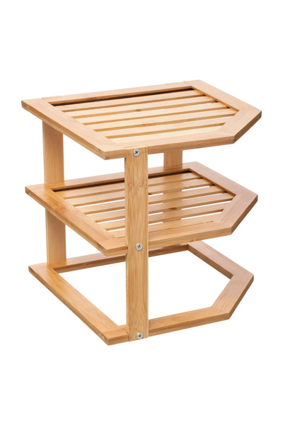 5FiveSmart Raft de colț 5Five pentru bucătărie, 2 niveluri, bambus, 25x23x25 ...