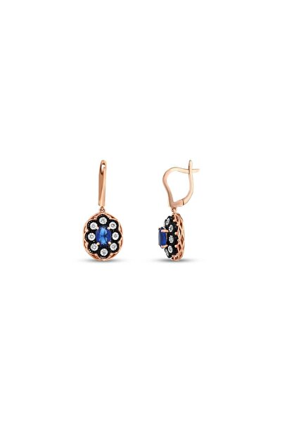 Assos Pırlanta 0.06 Karat Elmas Safir Renkli Oval Küpe