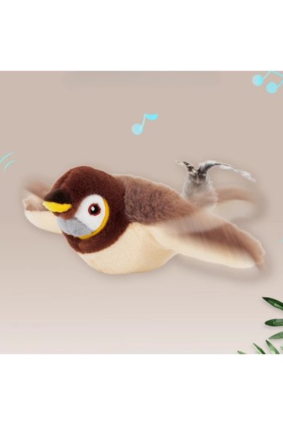 Choice brown Cat Chew Plush Toy Electric Bird Feather Interactive Squeaky Kit...