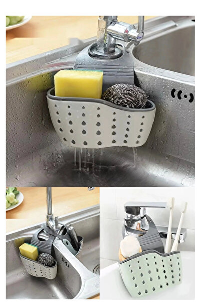 Hombak Musluk Üstü Lavabo Organizeri Süngerlik – Su Tahliyeli Sünger ve Fırça...