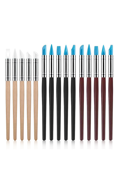 Choice 5PCS C 5Pcs Silicone Nail Tools Nail Art Sculpture Carving Pen Brush S...