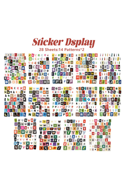 Choice 28 Sheets 28 Sheets Colorful Alphabet & Number Sticker For DIY Scrapbo...
