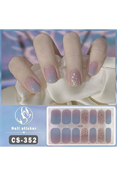 Choice CS-352 14Tips Foil Gel Nail Stickers Semi Cured Gel Nail Stickers Glit...