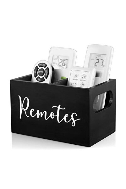 Choice black Wooden Remote Control Storage Box with Dividers Makeup Organizer...