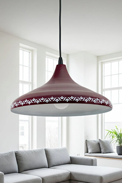 Marrien Nova Tulip Modern Tekli Bordo Metal Sarkıt (35 cm) Salon, Mutfak & Ca...
