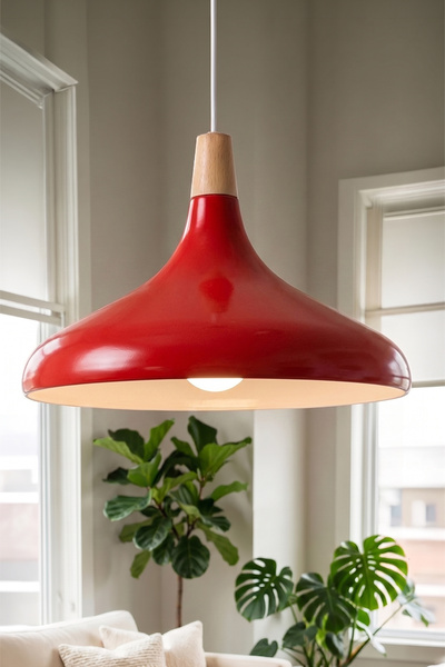 Marrien Nova Bohem Ahşap Turuncu Metal Sarkıt (35 cm) Yemek Masası Üstü Avize