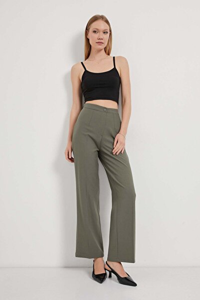 Arma Life Women's High Waist Wide Leg Khaki Palazzo Pants