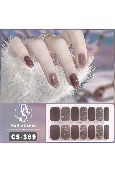 Choice CS-369 14Tips Foil Gel Nail Stickers Semi Cured Gel Nail Stickers Glit...