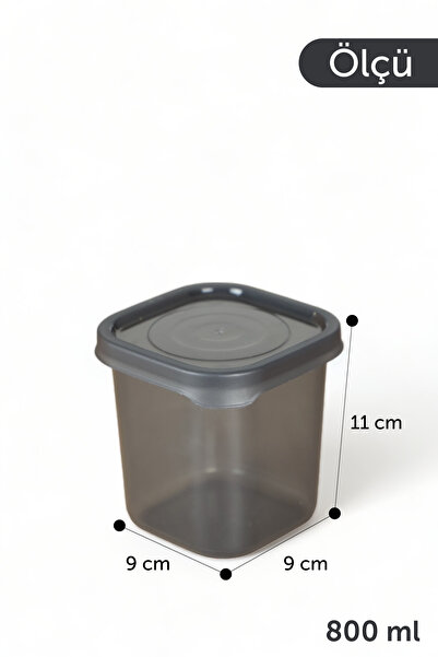 İronika 8'li Etiket Hediyeli 800 ml Erzak Baharat Saklama Kabı Seti Antrasit