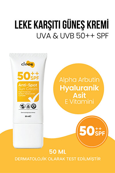 clooe Vegan Glutensiz Leke Karşıtı 50 Spf Güneş Kremi (50ML) Clooe