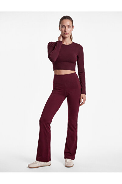 Koton Yüksek Bel Slim Fit Dikiş Detaylı Spor İspanyol Paça Tayt