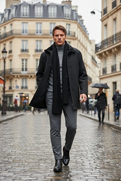 Buratti Regular Fit Detachable Fur Collar Detailed Lined Cashmere Coat Men's ...