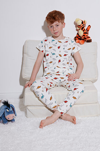 Lela Patterned 100% Cotton Crew Neck Pajamas Set for Boys6651001