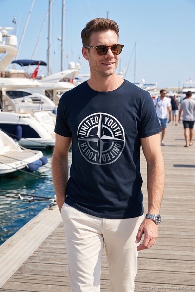 Buratti Baskılı Bisiklet Yaka Pamuklu Slim Fit T Shirt Erkek T SHİRT 541PUSULA