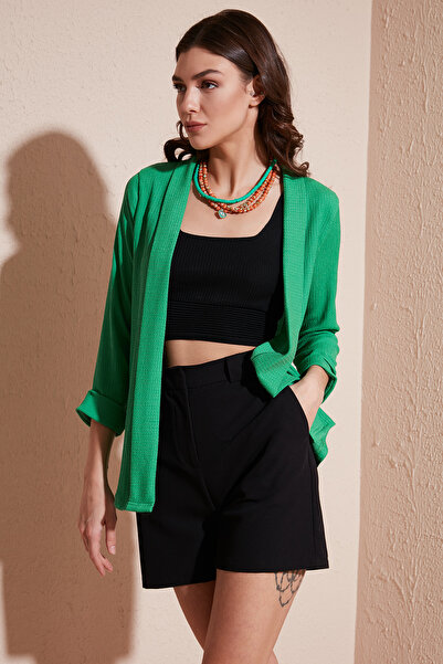 Lela Collared and Sleeved Seersucker Kimono Cardigan Cardigan 5864974