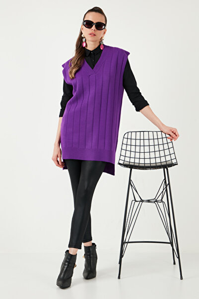 Lela Tricotaj lung cu decolteu în V la spate SWEATER 4616088Y